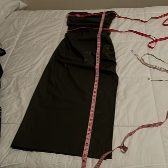 Zara Dress Small Green Leather Effect Strapless Bandeau Ruched Bodycon Tube Top - Picture 14 of 14